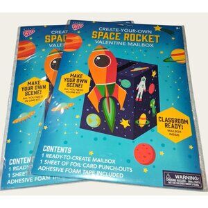 Create Your Own Space Rocket Valentine Mailbox Kit Lot Of 2 Ages 3+ Includes Mai